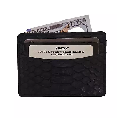 Black Matte Genuine Python Skin 5 Pocket Card Case MADE IN USA E • $12.95