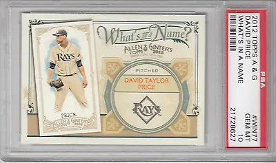 2012 Topps Allen & Ginter's What's In A Name? David Price #WIN77 PSA 10 • $19.99