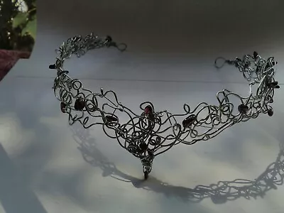 £7.99 • Buy Garnet Silver Colour Viking  Medieval Fairy Circlet Tiara Buy 2 Get 1 Free