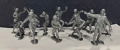 Louis Marx Toy Company  Toy Soldiers German Japanese 3.5-4” Lot Of 12 Grey Vin. • $30