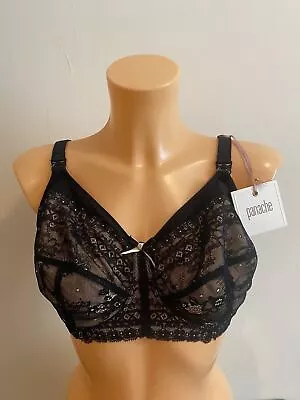 Bnwt New 30f Panache Sophie Nursing Bra Black Nude Lace Linen Soft Feeding 5821 • £11.99