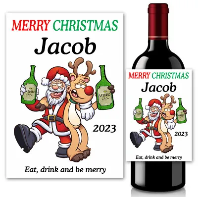 £2.99 • Buy Personalised Funny Secret Santa Gift Christmas Wine Bottle Label Friends Gift