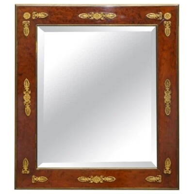 Sublime Antique 1860 Burr Walnut & Gilt Brass Louis Xvi French Empire Mirror • £1950