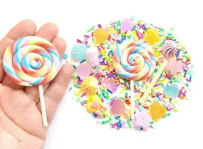 Large LOLLIPOP Decoden Vibrant Candy Set Cabochon Kit  Kawaii Craft Supplies • £4.99