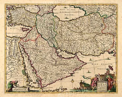 Persia And Arabia 1666 Historic Middle East Exploration Map - 16x20 • $13.95