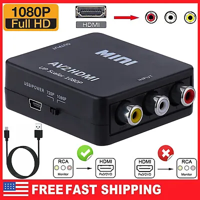 Mini Rca To Hdmi Converter Adapter 1080p Av Input To Hdmi Video Output • $8.35