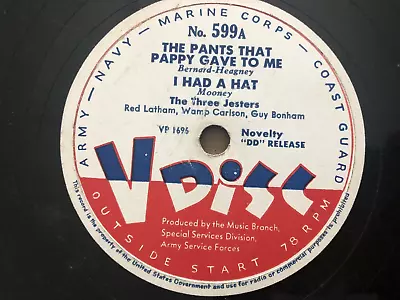 V DISC 12  Record 78 Rpm 599 BY WATERS MINNETONKA Pants Pappy Gave To Me Had Hat • $29.99