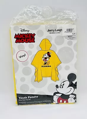 Disney Youth Classic Minnie Mouse Yellow Vinyl Rain Poncho New Jerry Leigh • $14.99