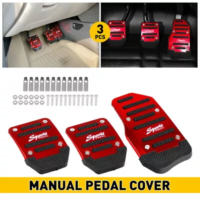 Universal Non-Slip Gas Manual Brake Foot Pedal Pad Cover Set Car Accessories Red • $10.99