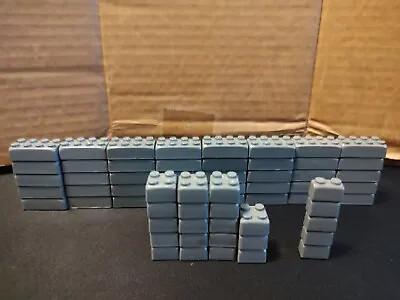 Mega Bloks Gray Brick Castle Wall Stone Blocks Rounded Edges 2x4 2X2 1X2 Total63 • $25