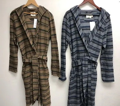 Ugg Australia Miles Stripe Men's Robe Hooded Ombre Stripe Brown Or Charcoal Spa • $53.99