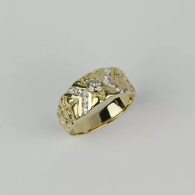 Custom Men's 14k Yellow Gold Diamond  Cast Nugget  Band Ring Size 10.5 • $699