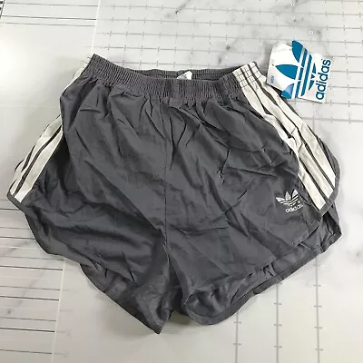 Vintage Adidas Running Shorts Mens S 28-30 Gray Three White Stripes Trefoil • $79.99