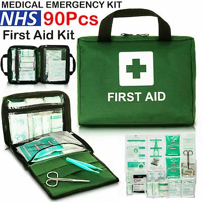 90 Piece First Aid Kit Bag Medical Emergency Kit Travel Home Car Taxi Workplace • £11.99