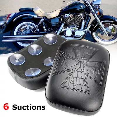 Rectangular Pillion Passenger Pad Seat 6 Suctions Cups Pad For Harley Motorcycle • $16.87