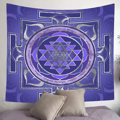 Sri Yantra Tapestry Mandala Yoga Meditation Tapestry Sacred Geometry Wall Decor • $31.37