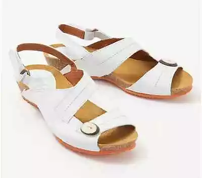 Sergio Tomani Leather Wedge Sandals-Ada-Blanco-EU38 (US7.5) (MSRP $165) A468863 • $33.99