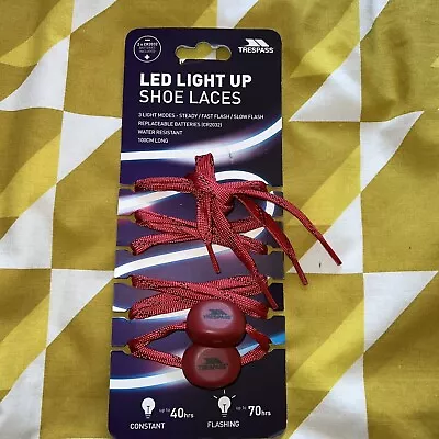 £11.99 • Buy Trespass LED Light Up Red Shoe Laces 100Cm Long - BNWT
