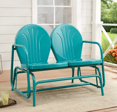 Charming Retro Outdoor Steel Glider Patio Backyard Deck Home & Garden Furniture • $211.99