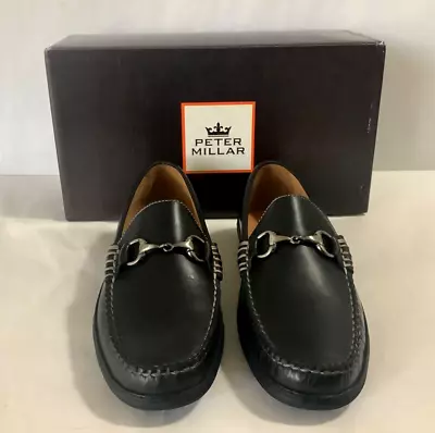 Peter Millar MC00F01 Horsebit Black Leather Loafer Moccasin Size 8M Men’s Shoes • $59.99