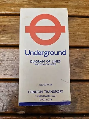 1975 No2 - LONDON UNDERGROUND TUBE MAP - Paul E Garbutt/Beck - Diagram Of Lines • £9.95