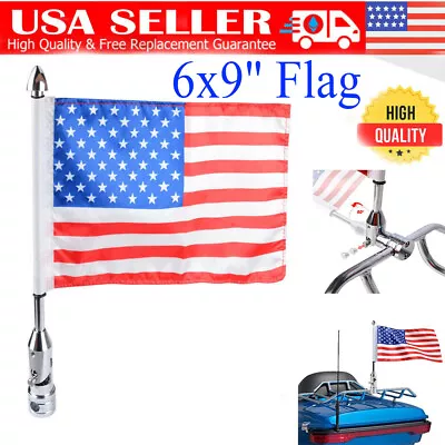 Adjustable Flag Pole Mount 6 X 9 Flag American USA For Yamaha Harley Honda Bike • $22.79