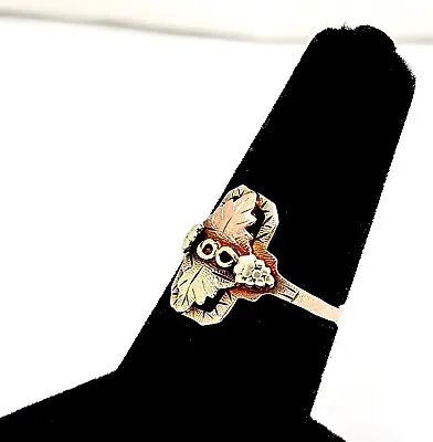 Vintage Black Hills Gold 12k & 10k Tri Color Grape Motif Ring6.25 • $185