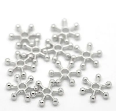 £2.49 • Buy 🎀 3 FOR 2 🎀 100 Silver Snowflake 8mm Spacer Beads For Jewellery Making