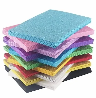 A4 Glitter Sticky Foam Sheets 2/4/6 SELF ADHESIVE Assorted Back Peel Off Craft  • £2.65