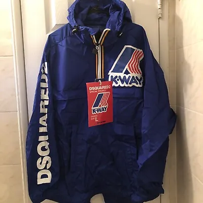 NWT!! $1095 Men's Size Large DSQUARED2 X K Way Anorak Windbreaker Jacket Blue • $285