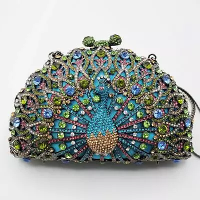 Crystal Bejeweled Peacock Clutch Handbag Purse • $95