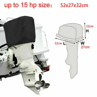 $25.99 • Buy Up To 15hp Half Outboard Boat Motor Engine Cover Dust Rain Protection Black
