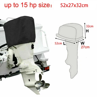 $25.99 • Buy Up To 15hp Half Outboard Boat Motor Engine Cover Dust Rain Protection Black