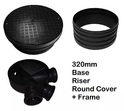 320mm Manhole Inspection Chamber Manhole  - Base 1 Riser Round Cover & Frame • £44.99