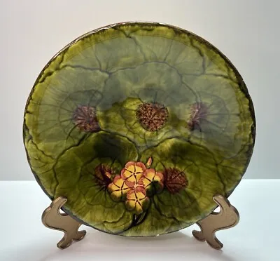 German MAJOLICA COMPOTE Green Floral Design MUST SEE 12  Dish Vintage • $19.79