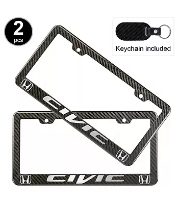 2pcs Set Honda Civic License Plate Frame Carbon Fiber Look Style Plastic  • $21.95