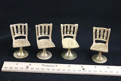 Set Of Four Vintage Miniature Solid Brass Chairs Doll House Furniture • $8.99