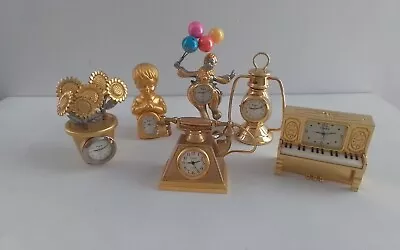 Vintage (6) Miniature Clocks Gold Color Quartz  Elgin And Timex • $45.99