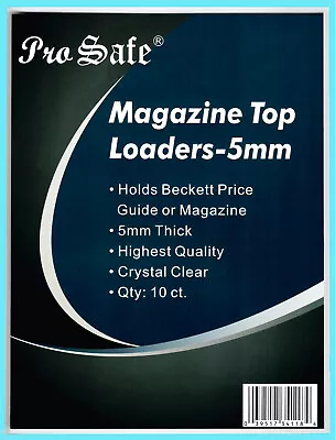 10 PRO SAFE 5MM Thick MAGAZINE HOLDER TOPLOADERS Ultra Clear Pack Beckett Guide • $56.49