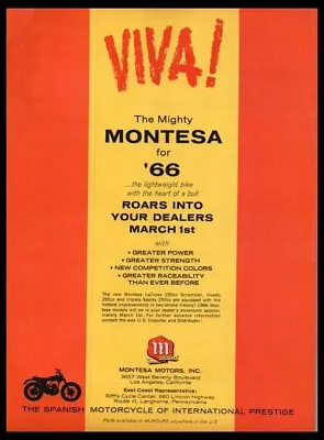 1966 Montessa Motorcycle Print Ad/mini PosterOriginal Vintage 1960s • $9.56