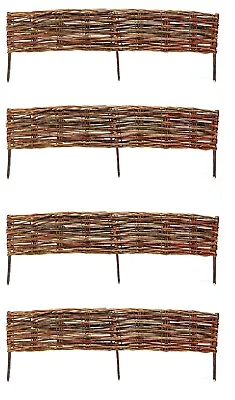 Traditional Willow Garden Edging Border Woven Lawn Hurdle Flower Edge Fence 4pcs • £52.98