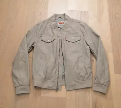 Levis  Stone  Suede Faux Leather Grey Moto Jacket Men's Size Small • $28