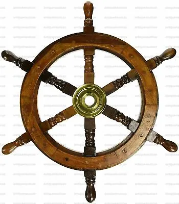 £39.91 • Buy Pirate Décor Handmade Vintage Wall Boat 18  Nautical Wooden Ship Steering Wheel