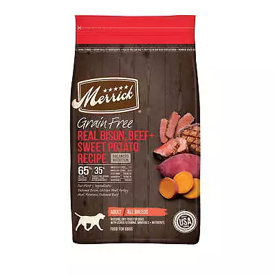 Merrick Nutrition Real Bison Beef&Sweet Potato Dry Dog Food Grain Free 22 Lb Bag • $73.31