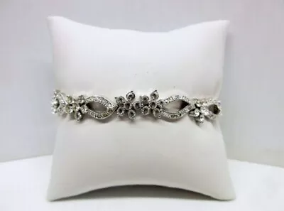 Nadri Silver Tone Crystal Flower Bracelet. Wedding • $35