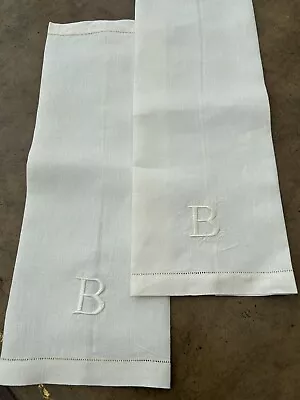 SFERRA Linen Monogrammed  B   Hand Towels NWOT - SET OF TWO • $20