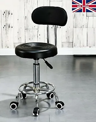 Black Dental Beauty Spa Salon Stool With Back Massage Lift Hairdressing Swivel • £31.90