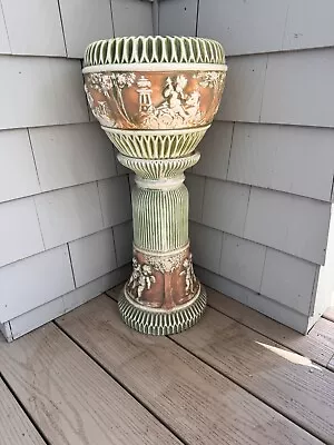 Roseville Donatello Antique Art Pottery Ceramic Jardiniere Pedestal; Nice! • $284.99