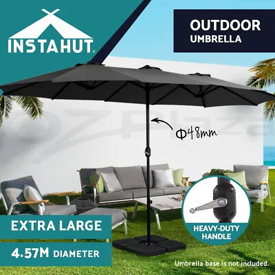 $145.95 • Buy Instahut Outdoor Umbrella Twin Umbrellas Beach Stand Garden Base Sun Patio 4.57m