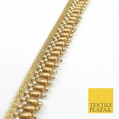 £4.50 • Buy Antique Gold Pearl Teardrop Beaded Ribbon Trim Border Indian Ethnic (X185)